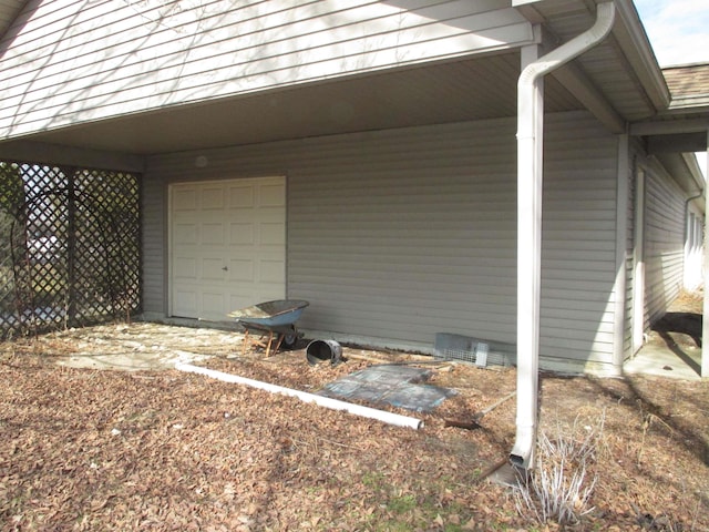 exterior space featuring a garage