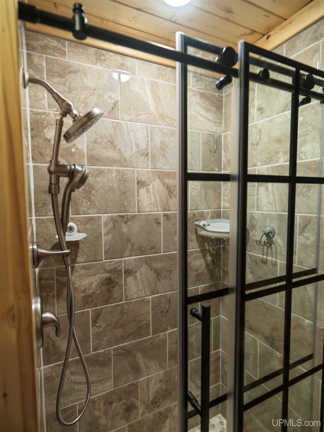 bathroom featuring a shower stall