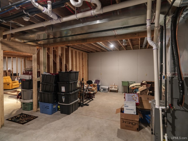 view of unfinished basement