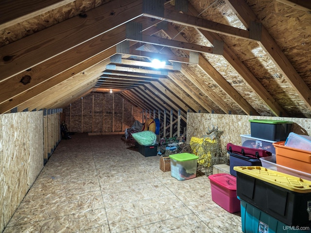 view of unfinished attic