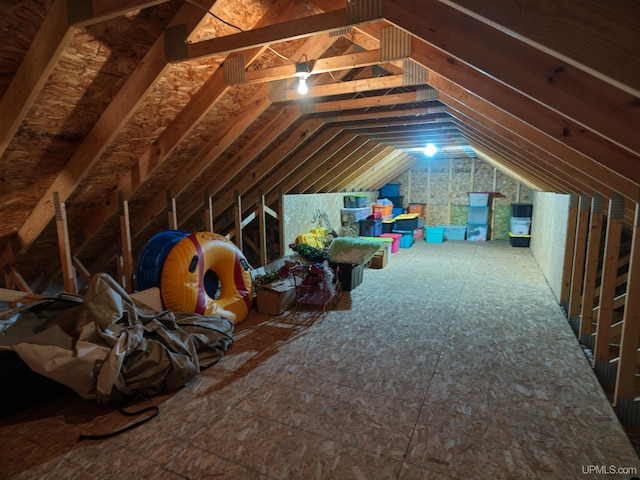 view of unfinished attic