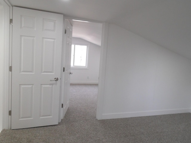 bonus room with carpet flooring, baseboards, and vaulted ceiling