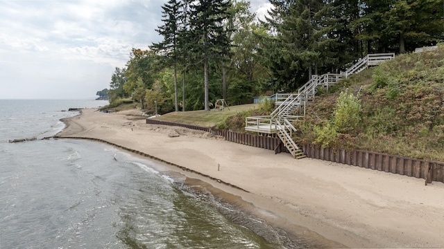 water view featuring stairway