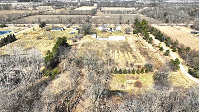 drone / aerial view with a rural view