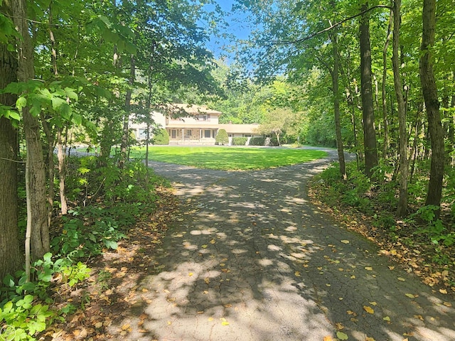 exterior space with a front yard and driveway