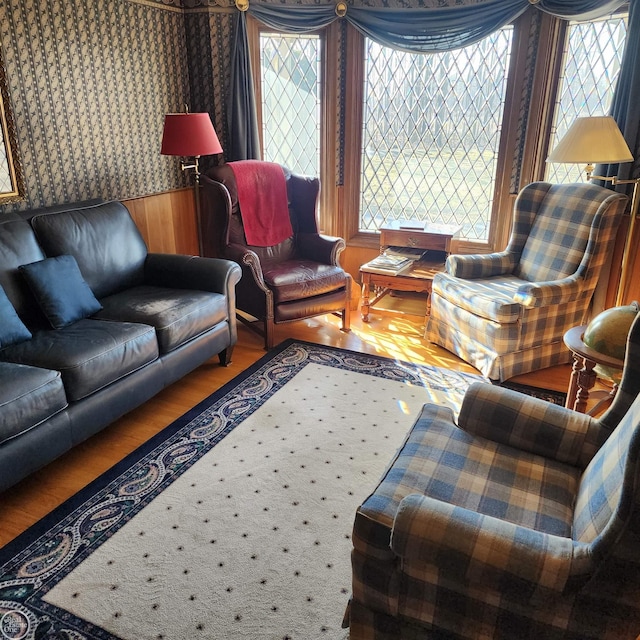 living room with wood finished floors