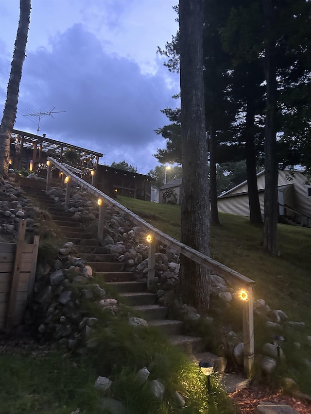 view of yard with stairway