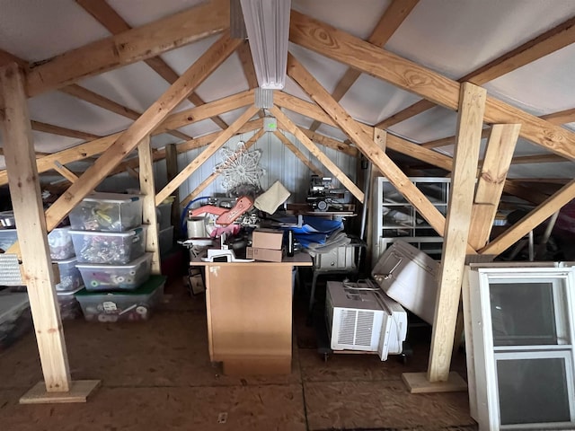 view of unfinished attic