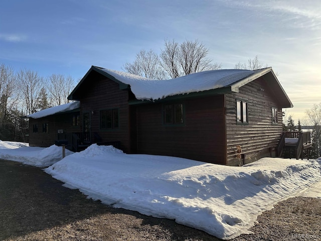 view of snow covered exterior