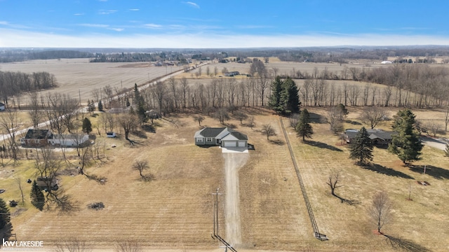 aerial view featuring a rural view