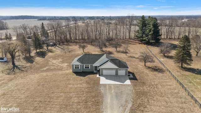 bird's eye view featuring a rural view