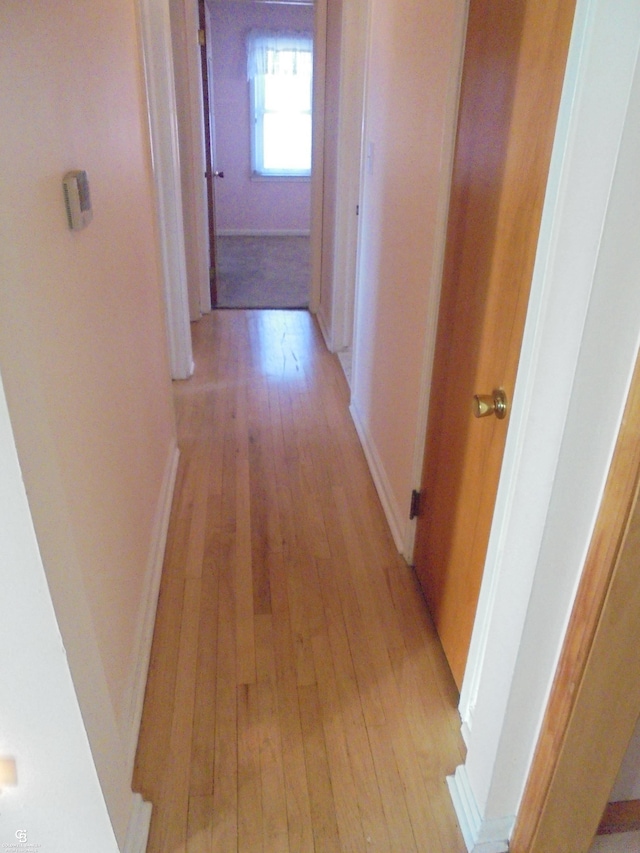 corridor featuring light wood finished floors