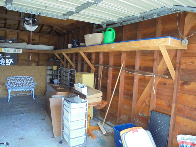 garage with a garage door opener