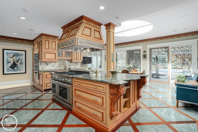 kitchen with recessed lighting, baseboards, backsplash, and stainless steel appliances