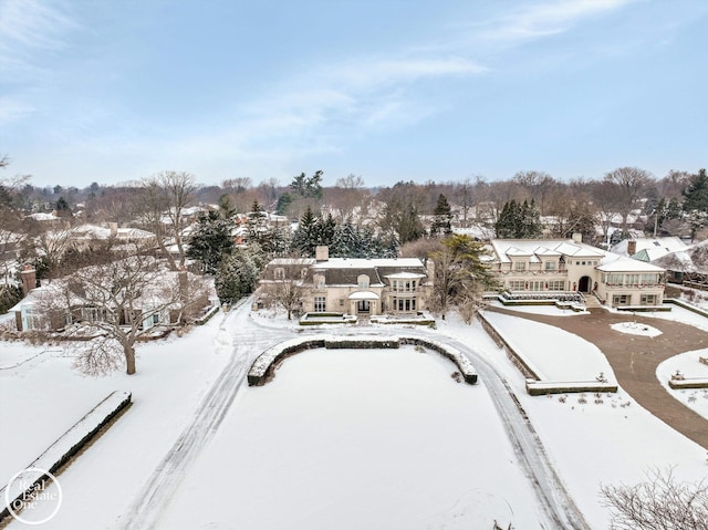 view of snowy aerial view