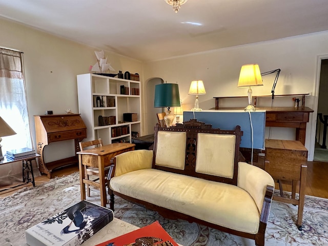 living room with wood finished floors