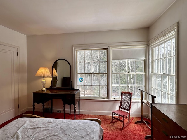 bedroom featuring multiple windows and baseboards