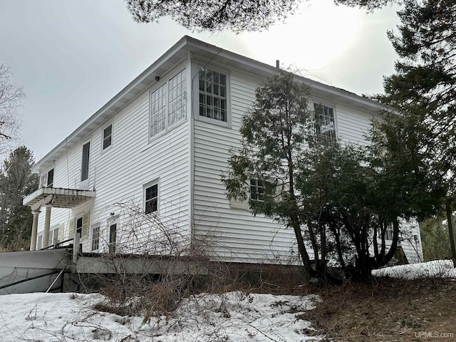 view of snow covered exterior