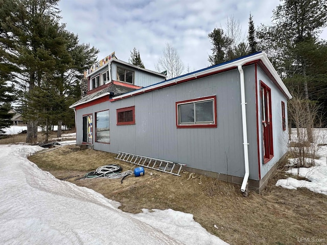 view of snowy exterior