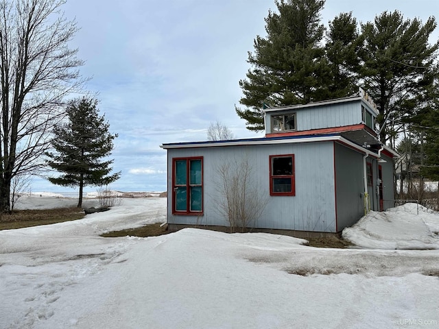 view of snow covered exterior