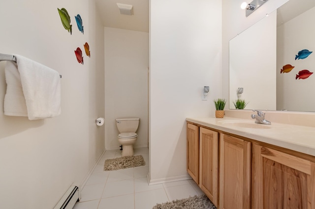 102 Phoxy Ln, Indian River, MI 49749 - bathroom with visible vents, baseboards, toilet, tile patterned floors, and vanity