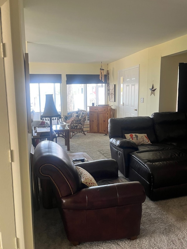 living room with carpet floors and plenty of natural light