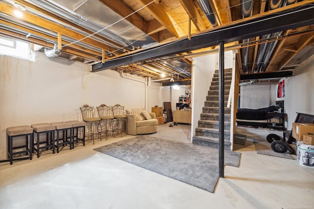 basement with stairway