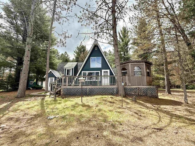1320 S Helen Lake Rd, Ishpeming, MI 49849 - rear view of property with a wooden deck