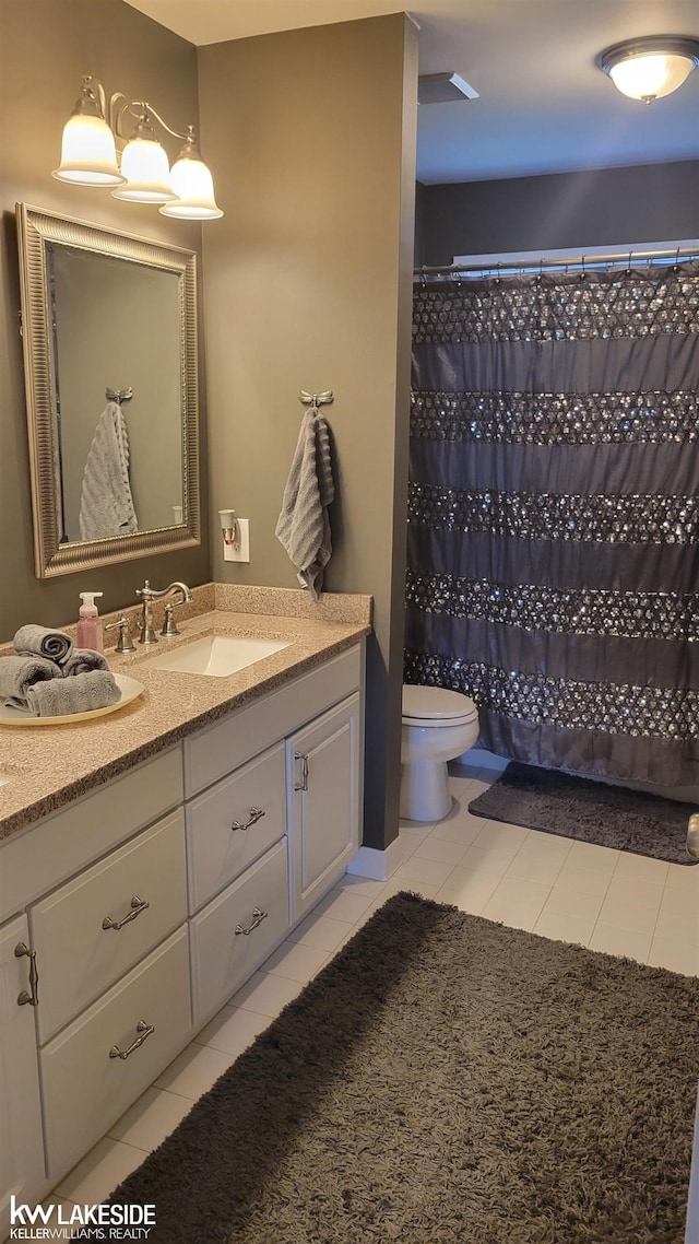 1022 Pointe Place Blvd, Rochester, MI 48307 - bathroom with tile patterned flooring, vanity, curtained shower, and toilet