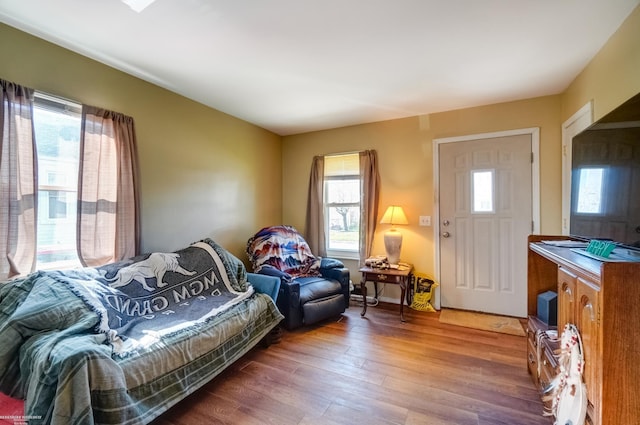 living area with wood finished floors