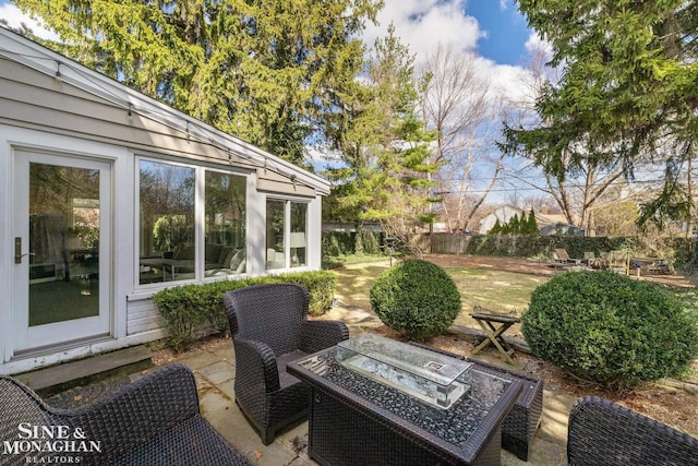 view of patio / terrace featuring fence