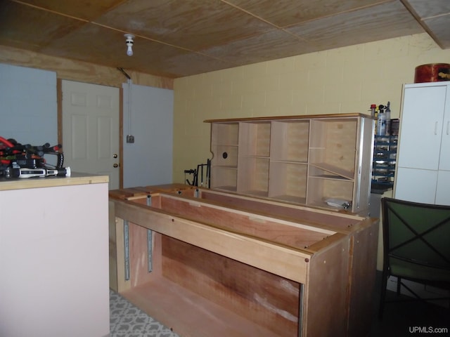49436 S Superior Rd, Houghton, MI 49931 - miscellaneous room with concrete block wall