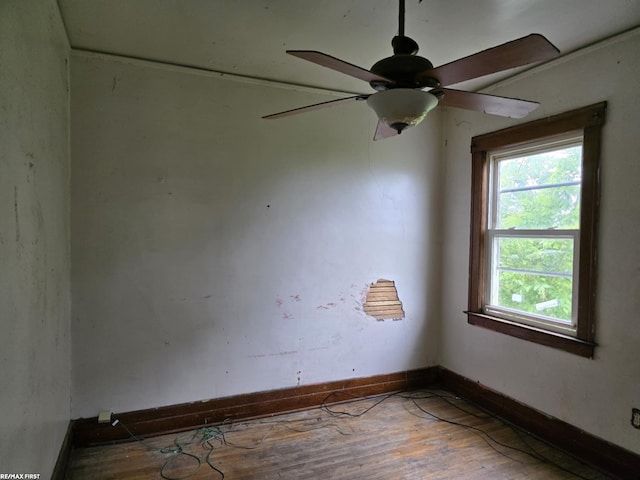 3504 Beniteau St, Detroit, MI 48214 - spare room featuring wood-type flooring, baseboards, and a ceiling fan