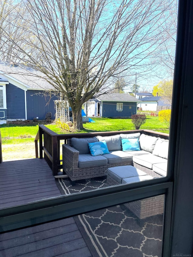 7173 Lake St, Lexington, MI 48450 - deck with a lawn and an outdoor living space
