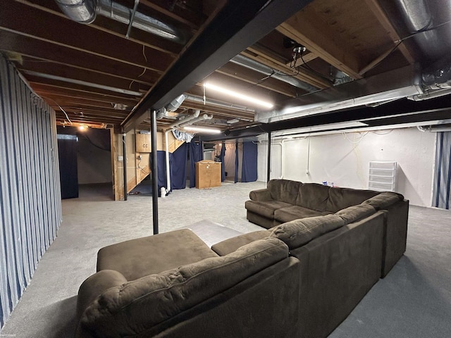 view of unfinished basement
