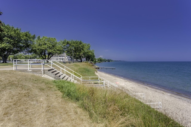 property view of water with a beach view