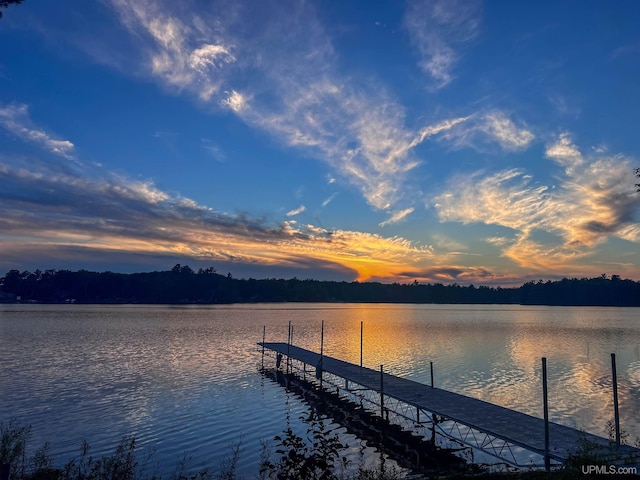 dock area featuring a water view