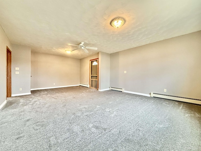 203 Stephenson Ave, Escanaba, MI 49829 - carpeted spare room featuring ceiling fan, baseboards, and baseboard heating