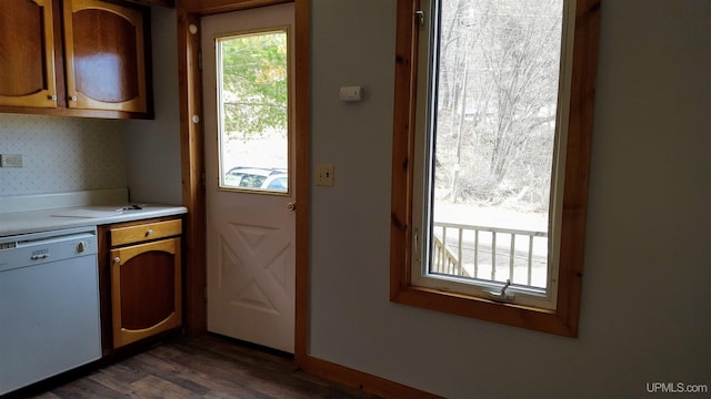 doorway to outside featuring dark wood finished floors