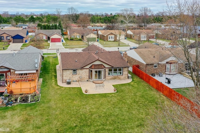 drone / aerial view with a residential view