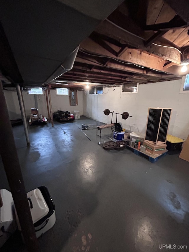 basement with a wealth of natural light