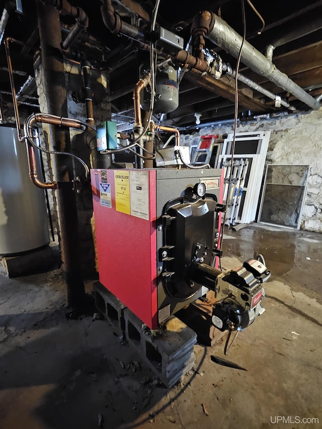 unfinished below grade area with water heater