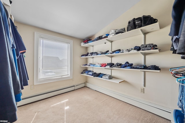 storage area featuring a baseboard radiator