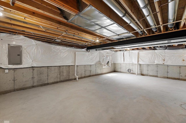 basement with electric panel