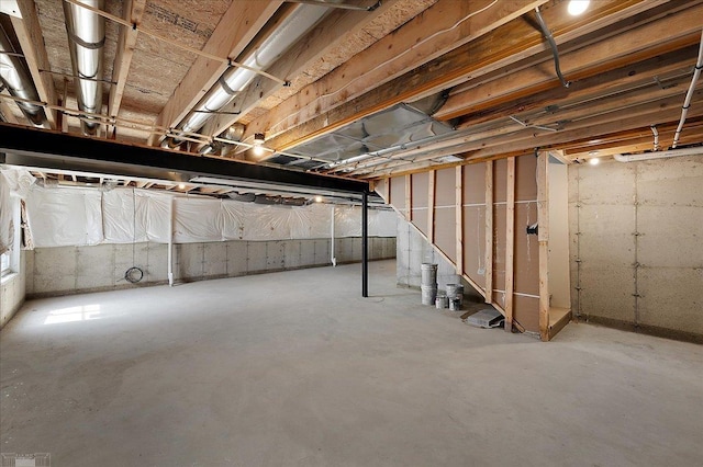 view of unfinished basement