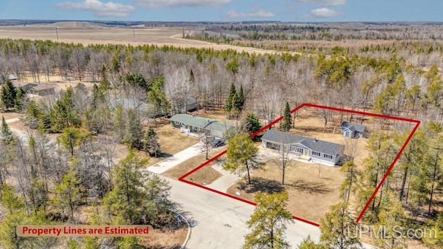 drone / aerial view featuring a rural view