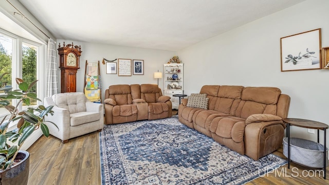 living room with wood finished floors