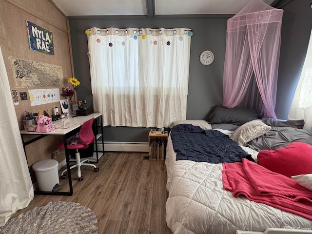 9260 S US Highway 41, Skandia, MI 49885 - bedroom featuring a baseboard heating unit, baseboards, and wood finished floors