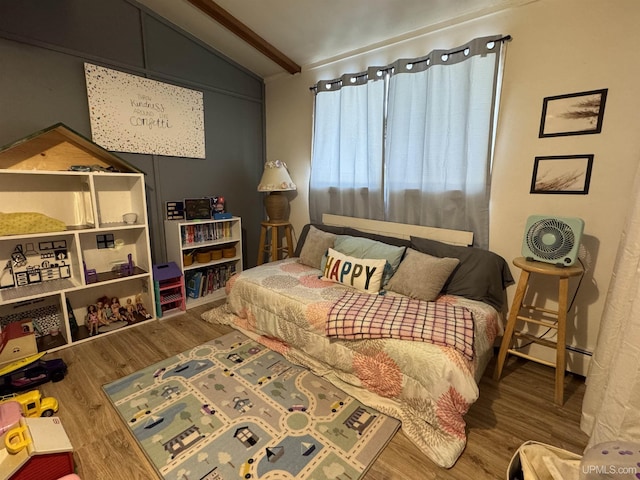 9260 S US Highway 41, Skandia, MI 49885 - bedroom featuring vaulted ceiling with beams and wood finished floors