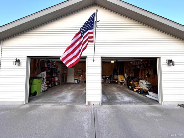 view of garage